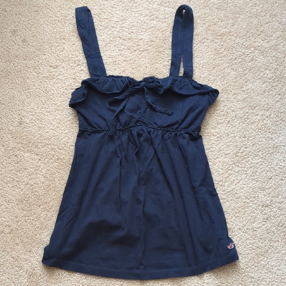 Hollister Tops - Vintage Hollister Navy Blue Babydoll Camisole Top With Ruffles